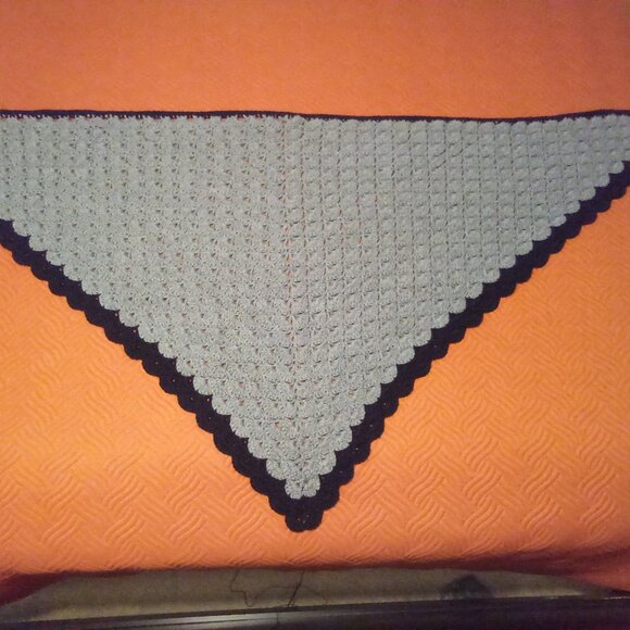 Hand crafted Crochet shawl, Color Gary and black, one size fit most. - Picture 5 of 5